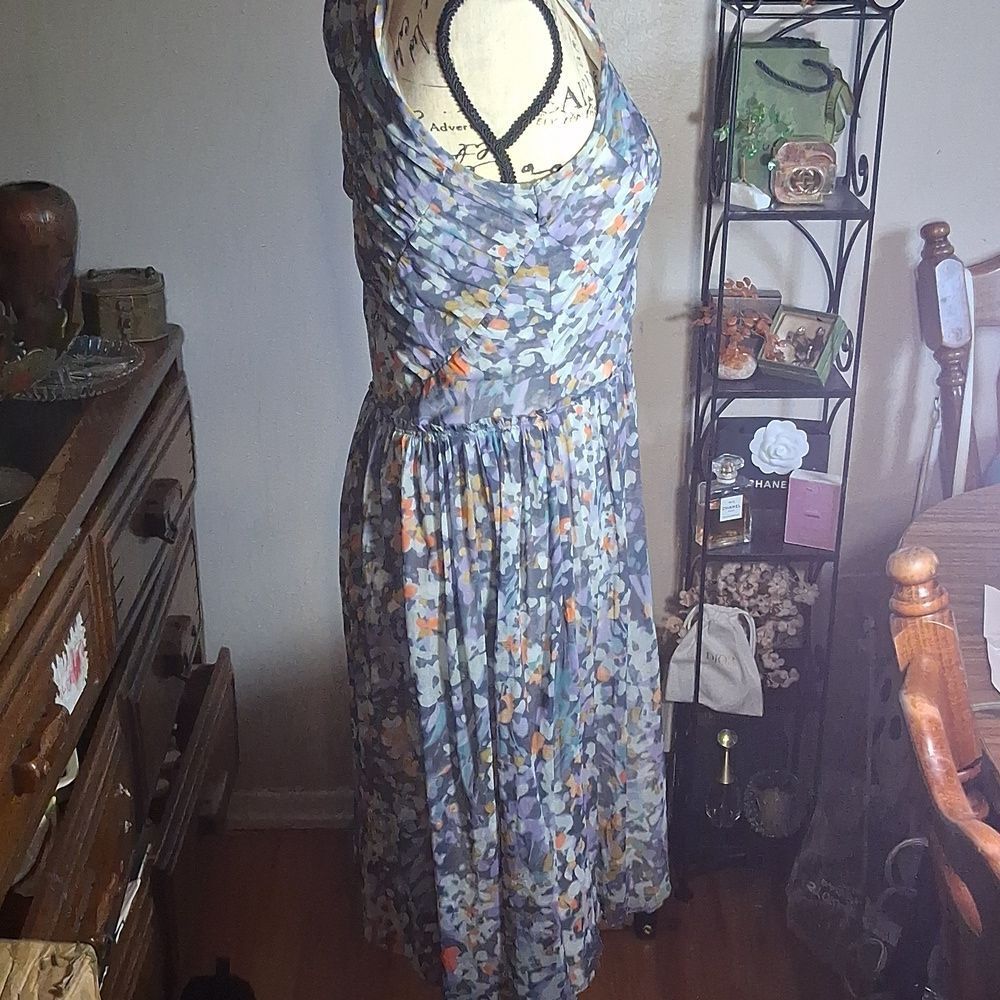 Anthropologie Weston Wear Floral Sleeveless Dress - Blue and Orange Size Medium - Picture 5 of 8